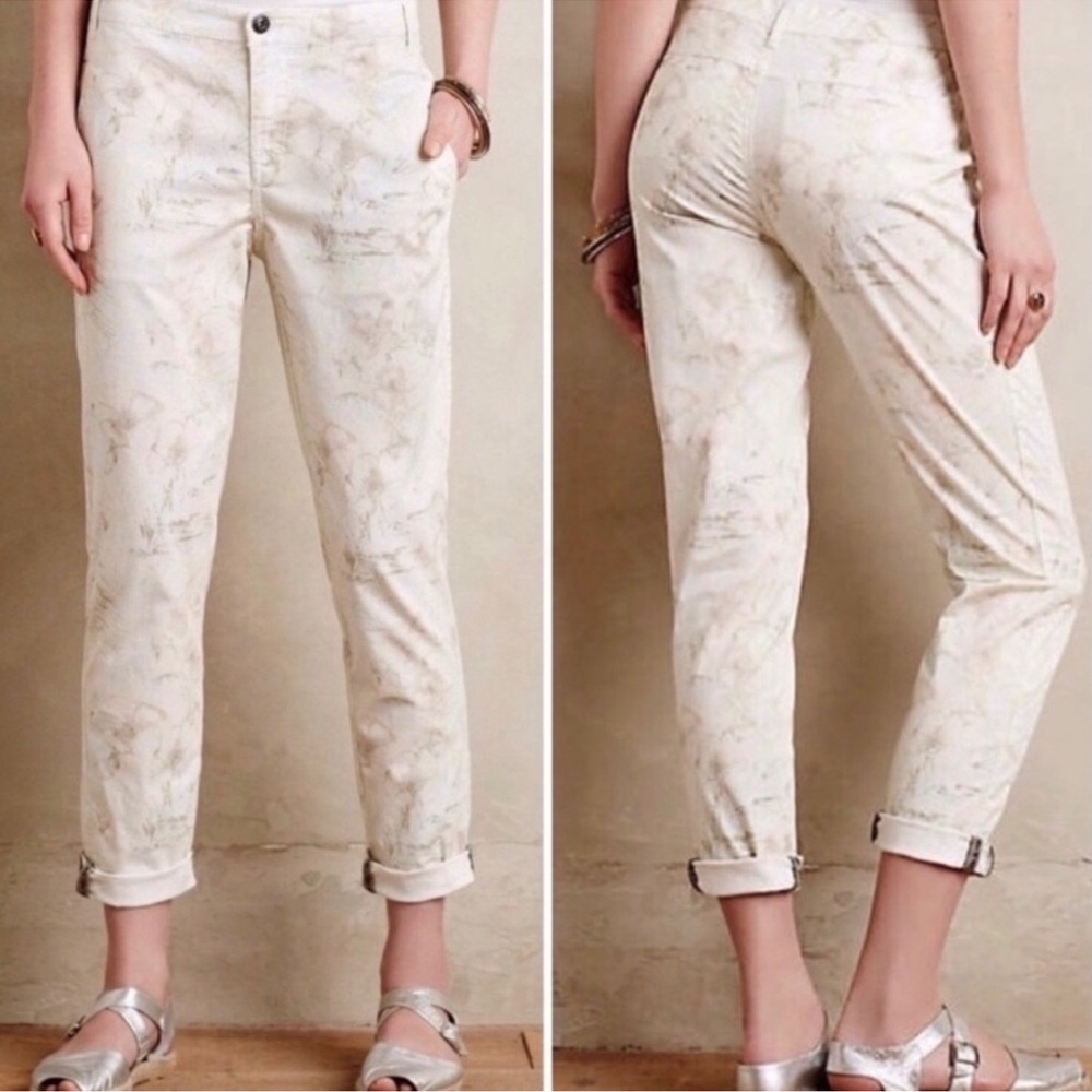 Anthropologie Marrakech Lime Floral Ankle Pant